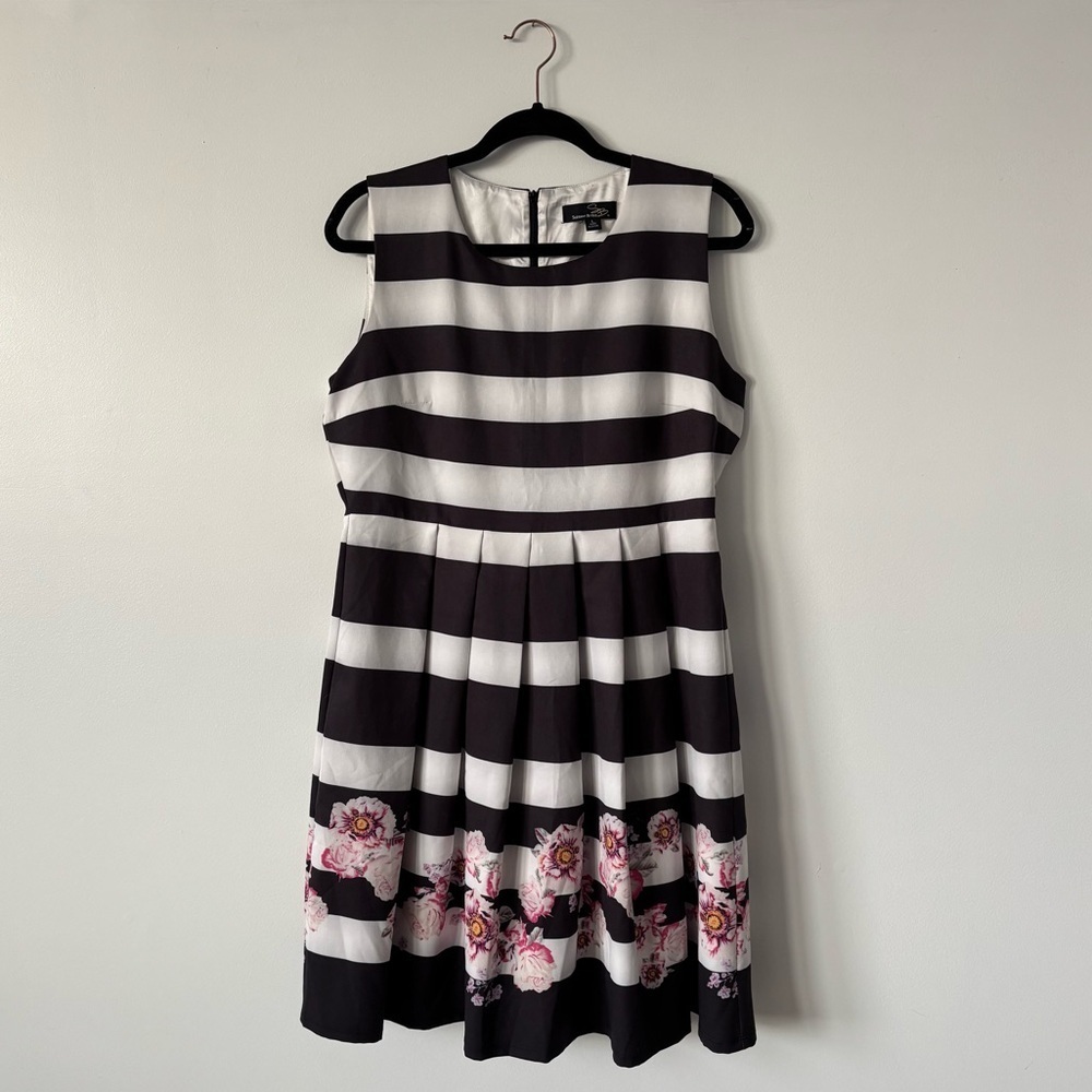 Suzanne Betro Women’s Striped Floral Sleeveless Dress